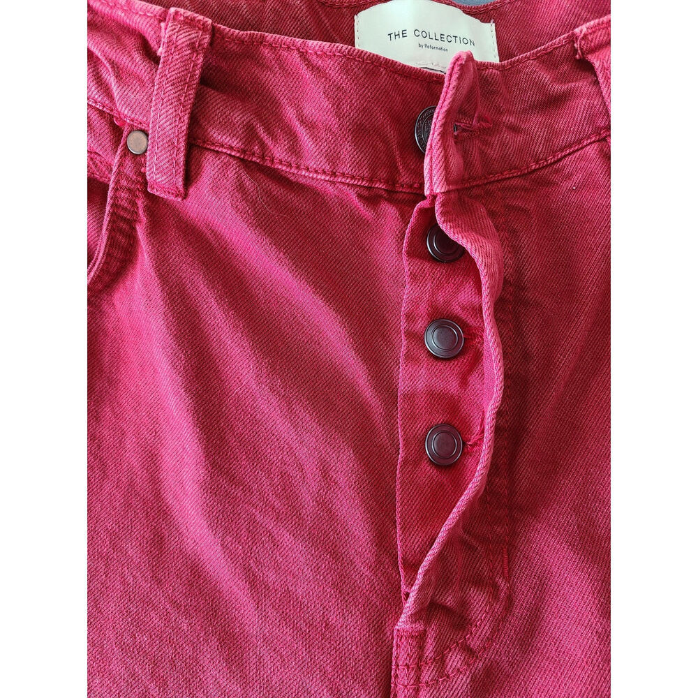 Reformation The Magnolia Mid Rise Bow Jeans Red Size 28 - Picture 4 of 10
